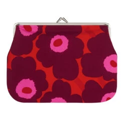 Marimekko Unikko Red / Burgundy / Pink Large Coin Purse