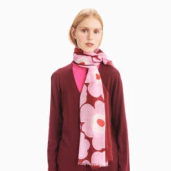 Marimekko Unikko Red / Pink Fiore Scarf