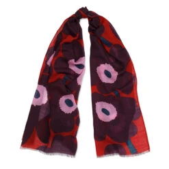 Marimekko Unikko Red / Plum / Pink Fiore Scarf