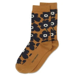 Marimekko Unikko Socks - Gold Brown / Blue / Dark Green