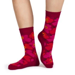 Marimekko Unikko Red / Fuchsia Socks