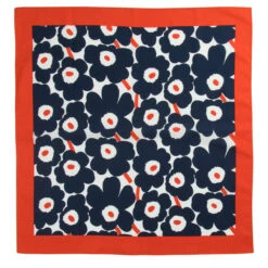 Marimekko Unikko White / Orange / Navy Taisa Scarf